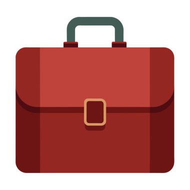 Resim, beyaz arka planda yeşil saplı kırmızı bir evrak çantasını gösteriyor.