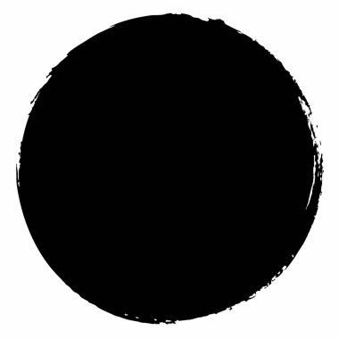 Beyaz zemin üzerinde, minimalist soyut sanat, tasarım ve modern basitliği sembolize eden yüksek kontrastlı bir siyah çember.