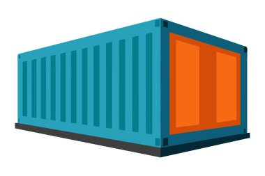 Kırmızı ve mavi kargo konteynerleri genel olarak lojistikte küresel ticaret ve ulaşım için kullanılır.