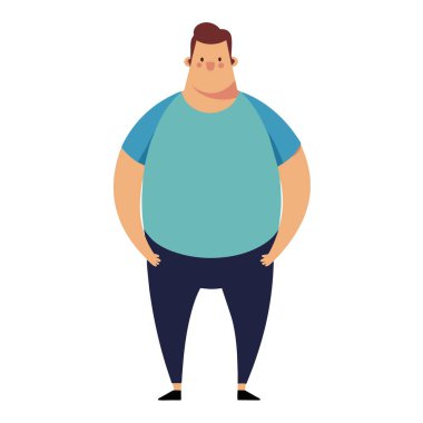 Mavi gömlekli ve siyah pantolonlu bir çizgi film karakteri bir illüstrasyonda ayakta ve ileriye dönük olarak resmedilmiştir.