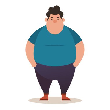 Mavi gömlekli ve siyah pantolonlu bir çizgi film karakteri bir illüstrasyonda ayakta ve ileriye dönük olarak resmedilmiştir.