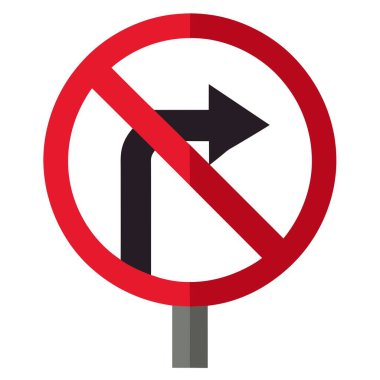 Kırmızı bir çember ve ok ile sola dönüş olmadığını gösteren bir trafik işareti. O konumda sola dönüşe izin verilmeyen sürücülerle iletişim kurmak için kullanılır.