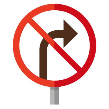 Kırmızı bir çember ve ok ile sola dönüş olmadığını gösteren bir trafik işareti. O konumda sola dönüşe izin verilmeyen sürücülerle iletişim kurmak için kullanılır.