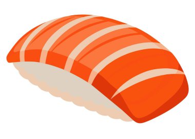 Düz beyaz arkaplana yerleştirilmiş tek bir suşi parçasının detaylı görüntüsü