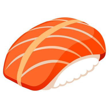 Düz beyaz arkaplana yerleştirilmiş tek bir suşi parçasının detaylı görüntüsü