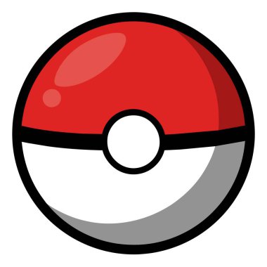 Görüntü siyah zemin üzerine yerleştirilmiş kırmızı, beyaz ve siyah bir pokemon topunu gösteriyor. Eşsiz bir sembol ve grafik tasarımı ile spor ekipmanları ve eğlenceyi temsil ediyor.