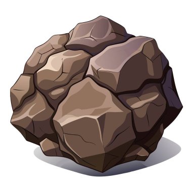 Büyük bir kaya, minimalist bir kompozisyonda kontrastı ve derinliği gösteren basit beyaz bir arkaplanda bir gölge yaratır.