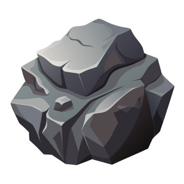 Basit ve temiz bir estetik için beyaz bir zemine karşı büyük bir kaya setinin yer aldığı bir karikatür çizimi