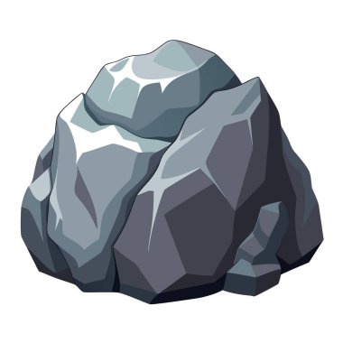 Beyaz arka planda büyük bir kayanın olduğu bir karikatür çizimi. Resim gösterilen ögelerde listelenen anahtar kelimelerin hiçbirini içermiyor