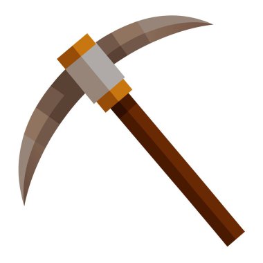 Tahta saplı bir kazma düz beyaz arka planda sergilenir