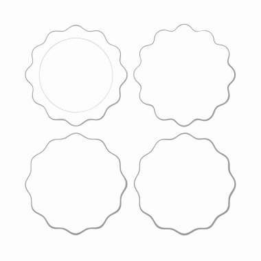 Görüntü beyaz zemin üzerinde dalgalı kenarlı dört daire tasvir ediyor, yaratıcılık, doğa, simetri ve desenler temaları çağrıştırıyor