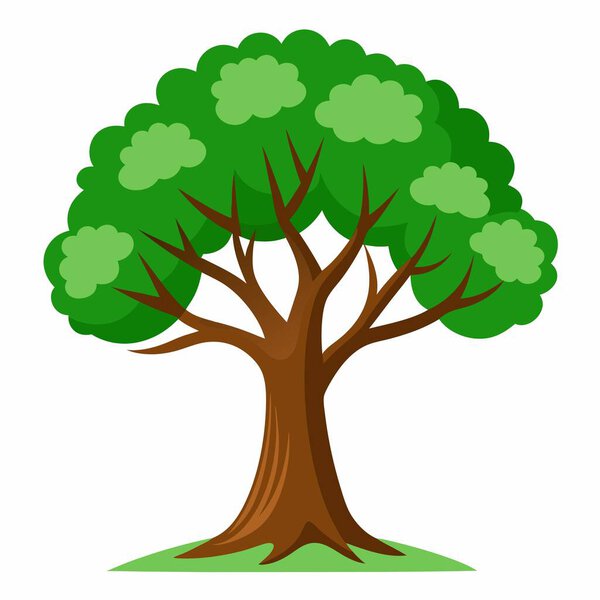 Зеленое дерево символизирует жизнь и красоту, идеально подходит для природы, окружающей среды и на открытом воздухе, ботаники и экологии темы