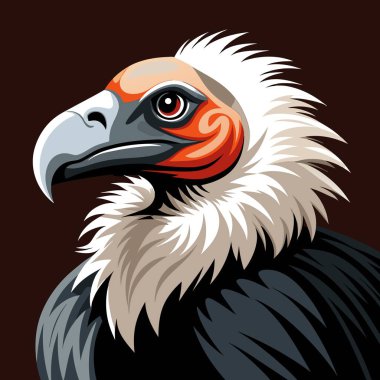 Closeup of vultures face with brown background. Belongs to Accipitridae family known for beak and feathers. Type of bird of prey, in the Accipitriformes order clipart