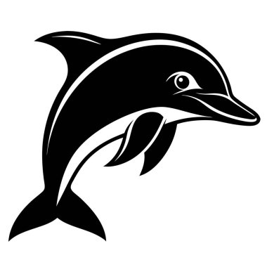 Siyah ve beyaz bir yunus neşeyle sudan atlıyor zarafet ve zarafetle doğal güzelliğini ve çevikliğini sergiliyor.