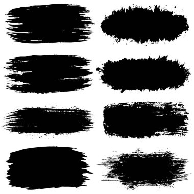 Bir grup siyah fırça darbesi, sanatsal zarafet ve kontrast içeren basit bir beyaz arkaplan üzerinde sunuldu