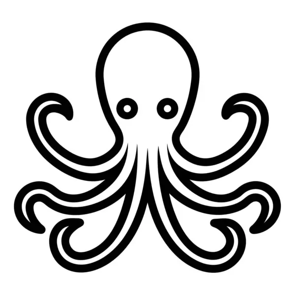stock vector A detailed black and white illustration of an octopus displayed on a white backdrop, showcasing elements such as its head, eye, and distinctive facial expression