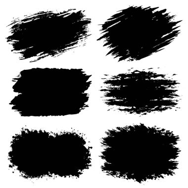 Beyaz bir zemin üzerinde sunulan bir dizi siyah fırça darbeleri görsel olarak çarpıcı bir kontrast oluşturur