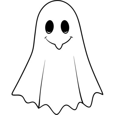 Siyah beyaz bir çizimde şaşırmış görünen bir hayalet var. Hayaletlerin ifadesi şaşkınlık ve şaşkınlık gösteriyor.