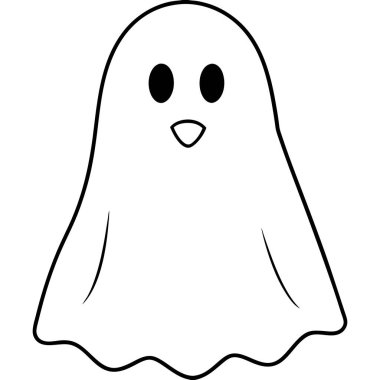 Siyah beyaz bir çizimde şaşırmış görünen bir hayalet var. Hayaletlerin ifadesi şaşkınlık ve şaşkınlık gösteriyor.