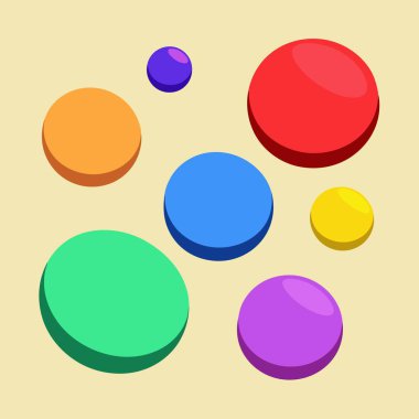 Parlak sarı bir arkaplanda çeşitli canlı çemberler sergilenerek canlı ve sanatsal bir kompozisyon oluşturuldu.