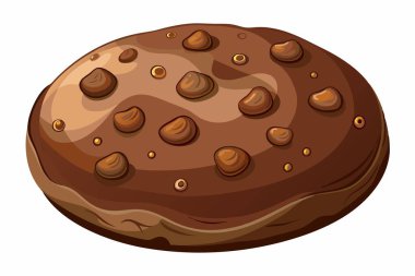 Çikolata parçacıklarıyla dolu lezzetli bir çikolatalı kurabiye beyaz bir yüzeye yerleştirilir.