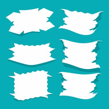 Canlı bir mavi arkaplan, simetri ve desen gösteren beyaz etiket koleksiyonu