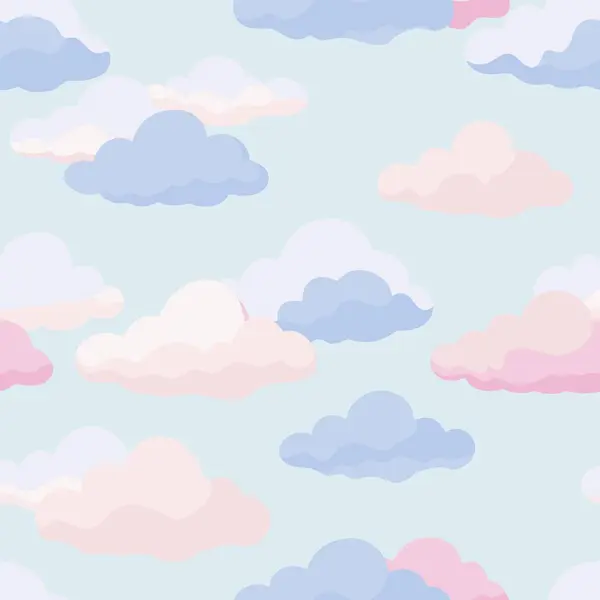 Stock vector A seamless pattern featuring pink and blue clouds on a blue background, reminiscent of the skys beauty and atmosphere