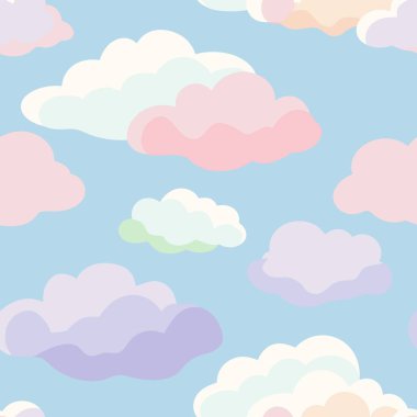 Bu tasarım, mavi bir arkaplan karşısında parlak bulutların pürüzsüz bir modelini içeriyor, görsel olarak çekici ve renkli bir estetik yaratıyor.