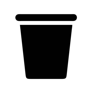 Bir çöp kutusunun siyah ve beyaz silueti beyaz arka planda resmedilir