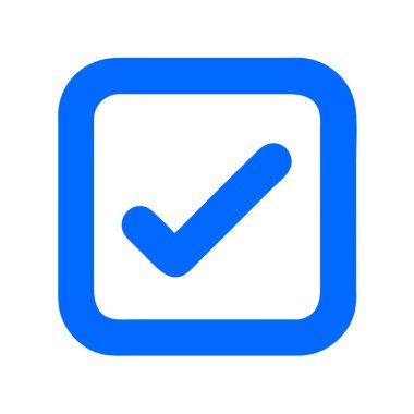 Mavi bir kare içinde beyaz bir arkaplan ile mavi bir işaretleme görüntülenir