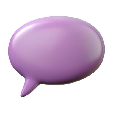 Beyaz bir arkaplanda mor bir konuşma balonu belirir. Bir mesaj ya da konuşma iletiyor. Kabarcık zıt renk şeması ile göze çarpar