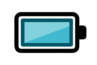 Görüntü, düz beyaz bir zeminde mavi bir pil simgesini gösteriyor. Tasarımındaki basitlik ve berraklığı iletir.