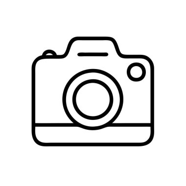 Dikdörtgen, Yazı Tipi, Çember, Sembol, Otomatik Parça, Sayı, Çizim, Satır Sanatı, Elektrik Mavisi ve Brand gibi anahtar sözcükler eşliğinde tek renkli kamera sembolü sade beyaz bir arkaplanda sergilenmektedir.