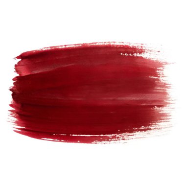 Beyaz arka planda kırmızı bir fırça darbesi. Fırça darbesi kalın ve cüretkar, hareket ve enerji hissi yaratıyor. Kırmızı renk canlı ve göz alıcı.