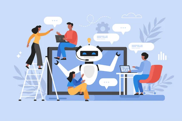 Artificial Intelligence Chat Service Business Concept Modern Vector Illustration People — Image vectorielle