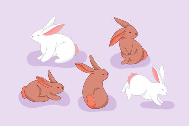 Easter cute bunny set. Modern trendy vector illustration