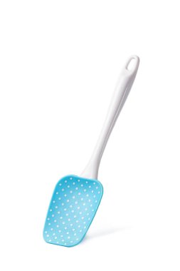 Yemek pişirmek için silikon spatula. Beyaz arka grupta izole edilmiş, yakın plan..