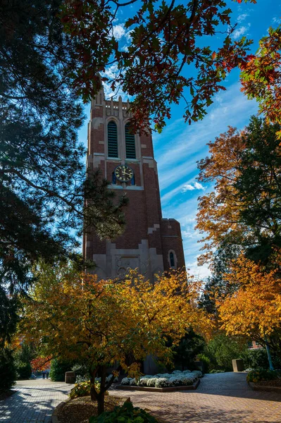 东Lansing 2022年10月18日 密歇根州立大学 Michigan State University 校区的Landmark Beaumont Tower Carillon — 图库照片