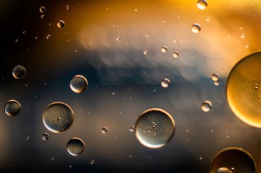 Abstract colorful bubbles. Soft background with blue copper color circles. High quality photo