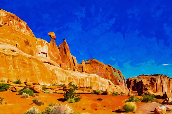 Digitalt Skapade Akvarellmålning Park Avenue Trailhead View Arches National Park — Stockfoto