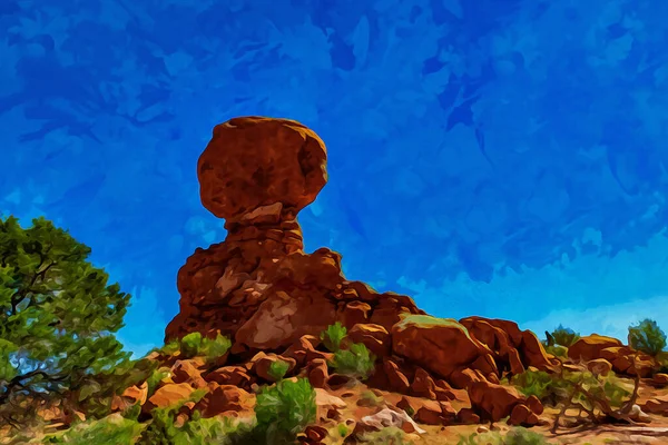 Upptäck Skönheten Arches National Park Med Vår Digitalt Skapade Akvarellmålning — Stockfoto