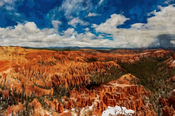 Digitalt Skapade Akvarell Målning Snötäcke Amfiteater Bryce Canyon National Park — Stockfoto