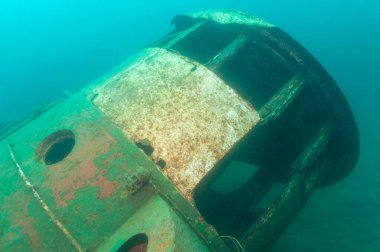 Grand Island Munising yakınlarındaki Murray Körfezi 'nde bulunan Selvic gemi enkazının pilot evi. Yüksek kalite fotoğraf