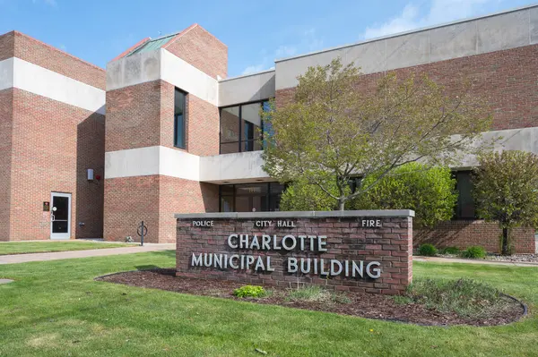 Charlotte Aprile 2024 Charlotte Municipal Building Police Fire City Hall Fotografia Stock