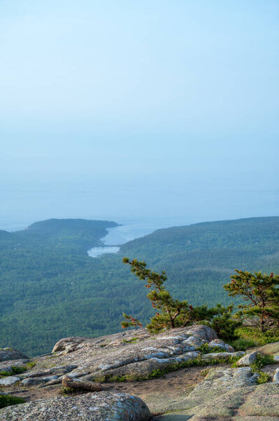 Cadillac Mountain with Ocean View with Copy-Space. Высокое качество фото