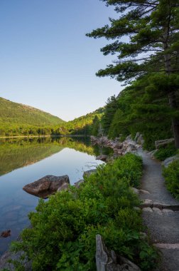 Serene Pathway Beside Jordan Pond, Acadia National Park. High quality photo clipart