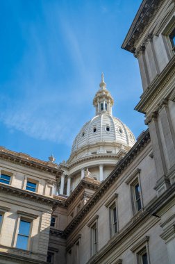 Michigan State Capitol Dome 'un Michigan' a yakın çekim görüntüsü. Yüksek kalite fotoğraf