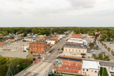 Grand Ledge, MI - September 20, 2025: Aerial View of Downtown Grand Ledge Michigan. High quality photo