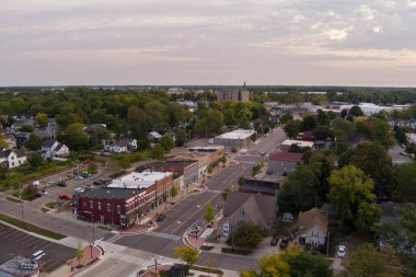 Grand Ledge, MI - September 20, 2025: Aerial View of Downtown Grand Ledge Michigan. High quality photo