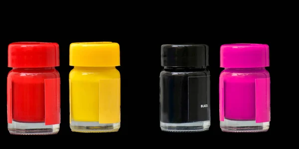 Farge Flaske Isolert Legemiddel Glass Væske Hvit Beholder Plast Blå – stockfoto